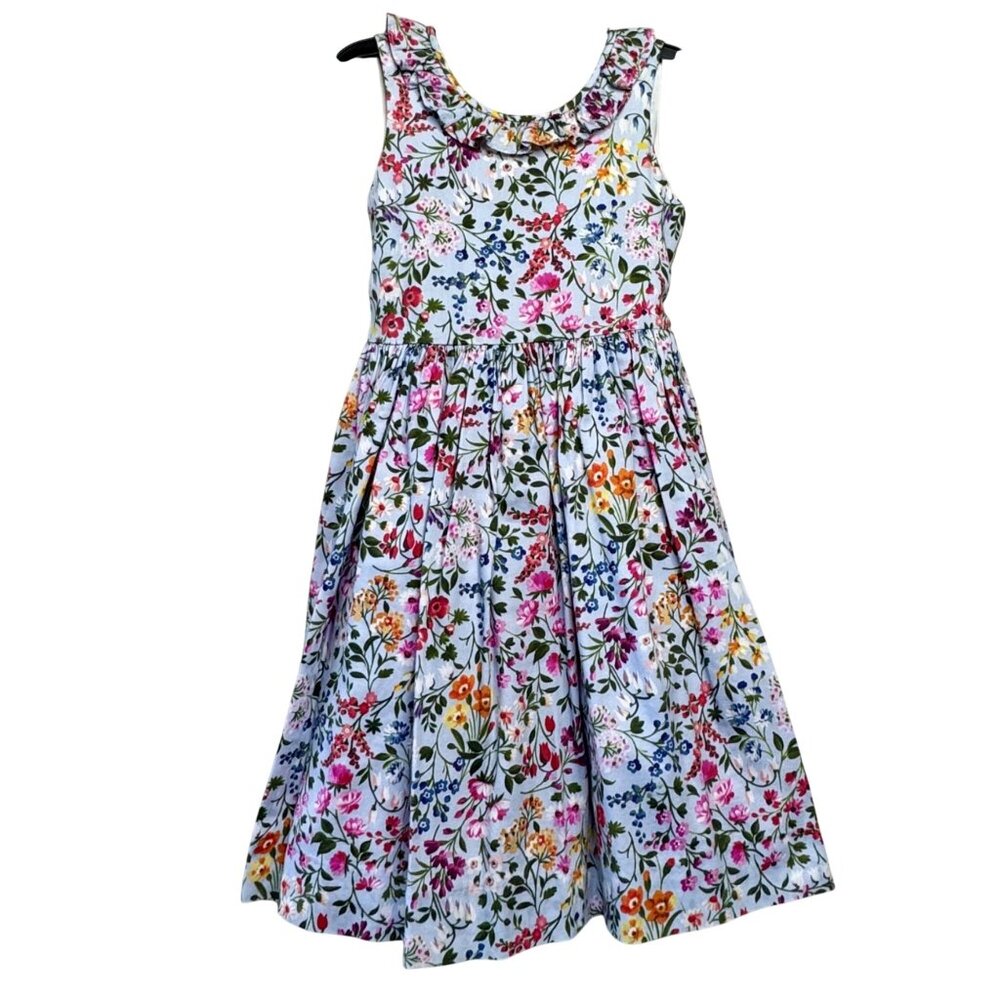 OSCAR DE LA RENTA Floral Dress Girls 5 Cotton Ruffle Neck Spring Summer Flowers